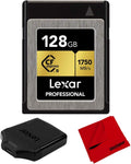 128GB CFexpress Type B Memory Card Bundle with USB 3.1 Reader and Microfiber Cleaning Cloth A8203