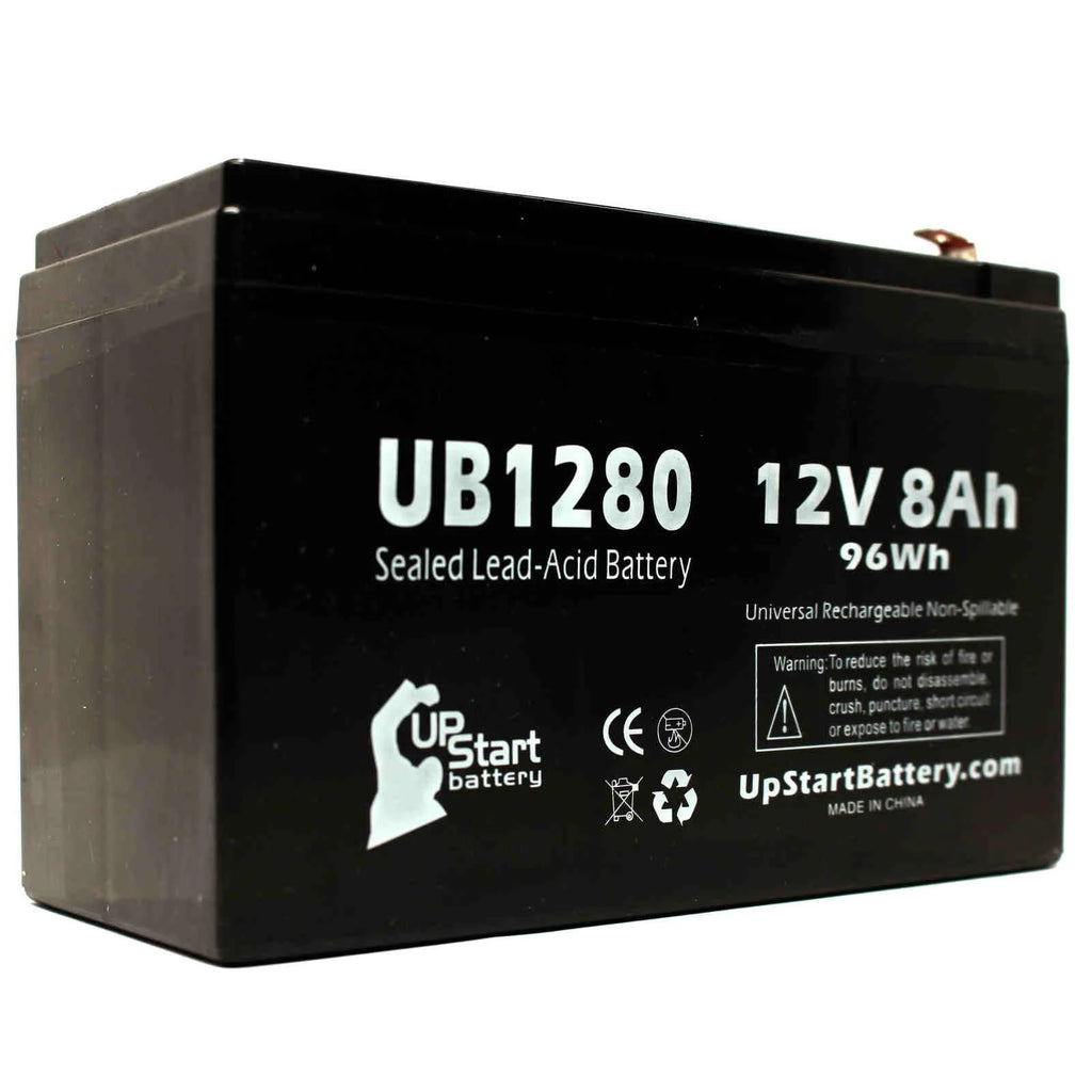 4x Pack Sealed Lead Acid Battery (12V, 8Ah, 8000mAh, F1 Terminal, AGM) with 8 F1 to F2 Terminal Adapters N485676
