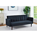 Black Velvet Convertible Sofa with Storage R836