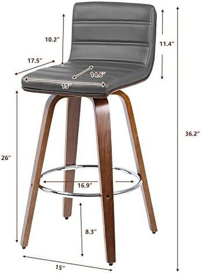Black PU Leather Swivel Counter Height Stool with Back B3467