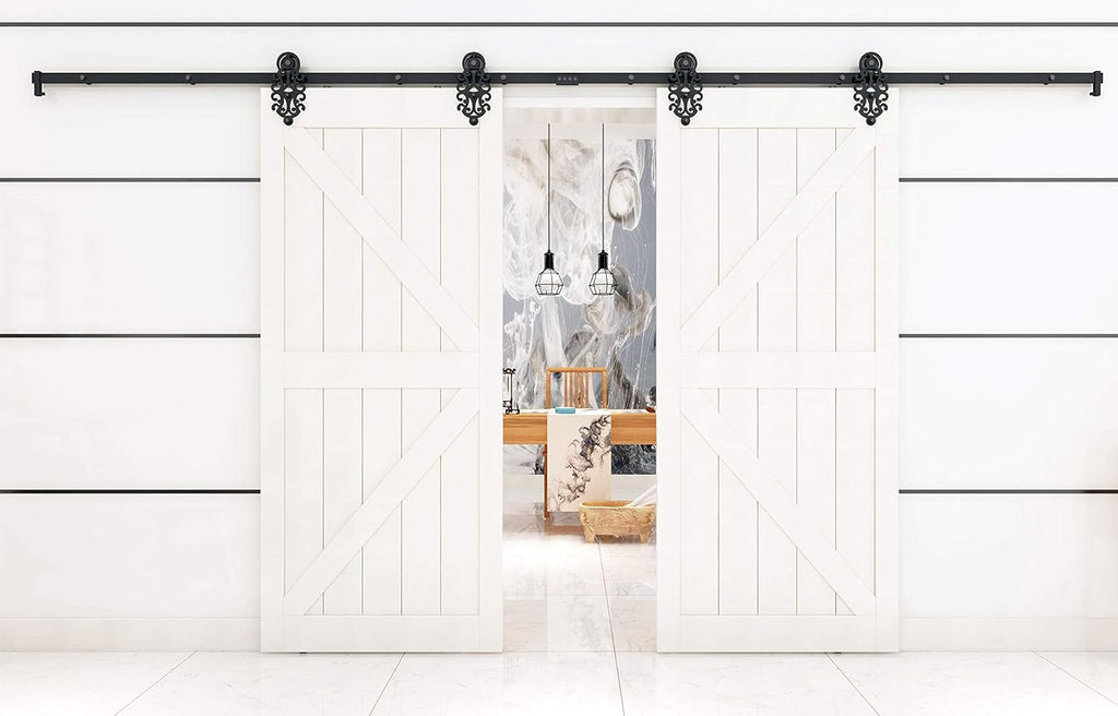 Black Sliding Barn Door Track Kit, Double Door T405