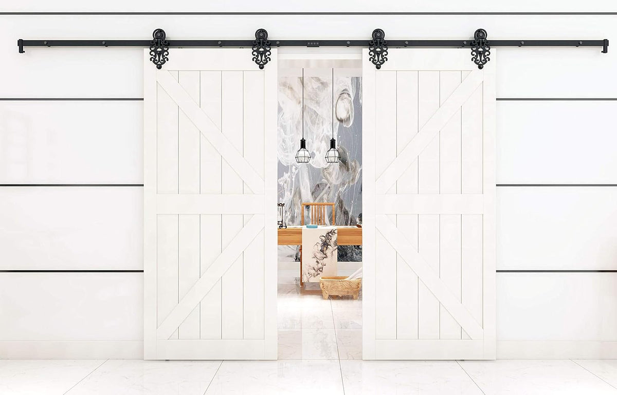 Black Sliding Barn Door Track Kit, Double Door T405