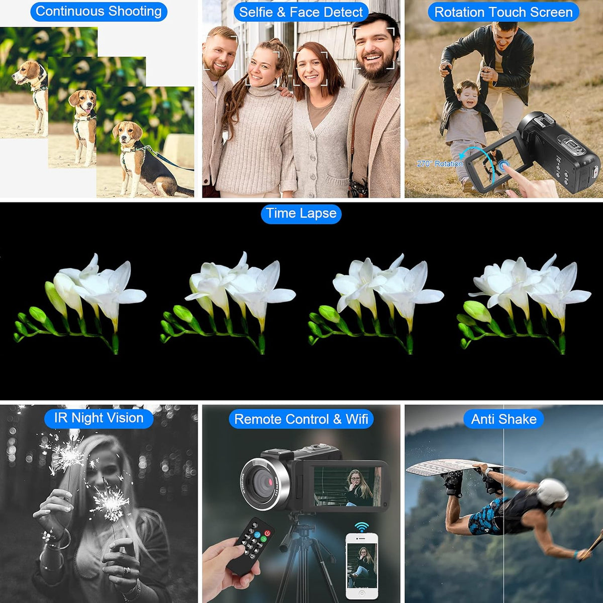 4K 56MP Vlogging Camera with External Microphone and IR Night Vision S667978