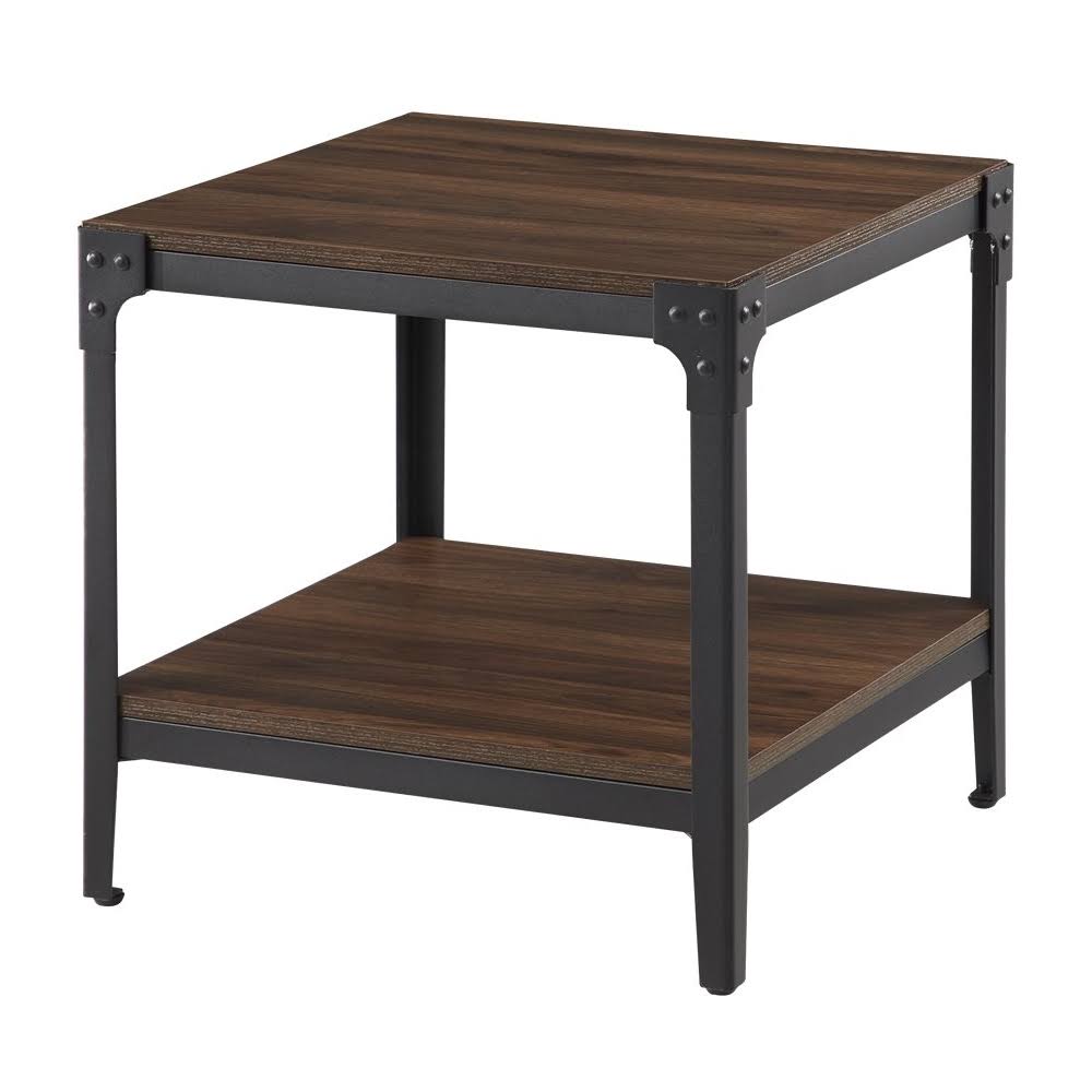 Rustic Square MDF Side Table Set of 2 Dark Walnut E868