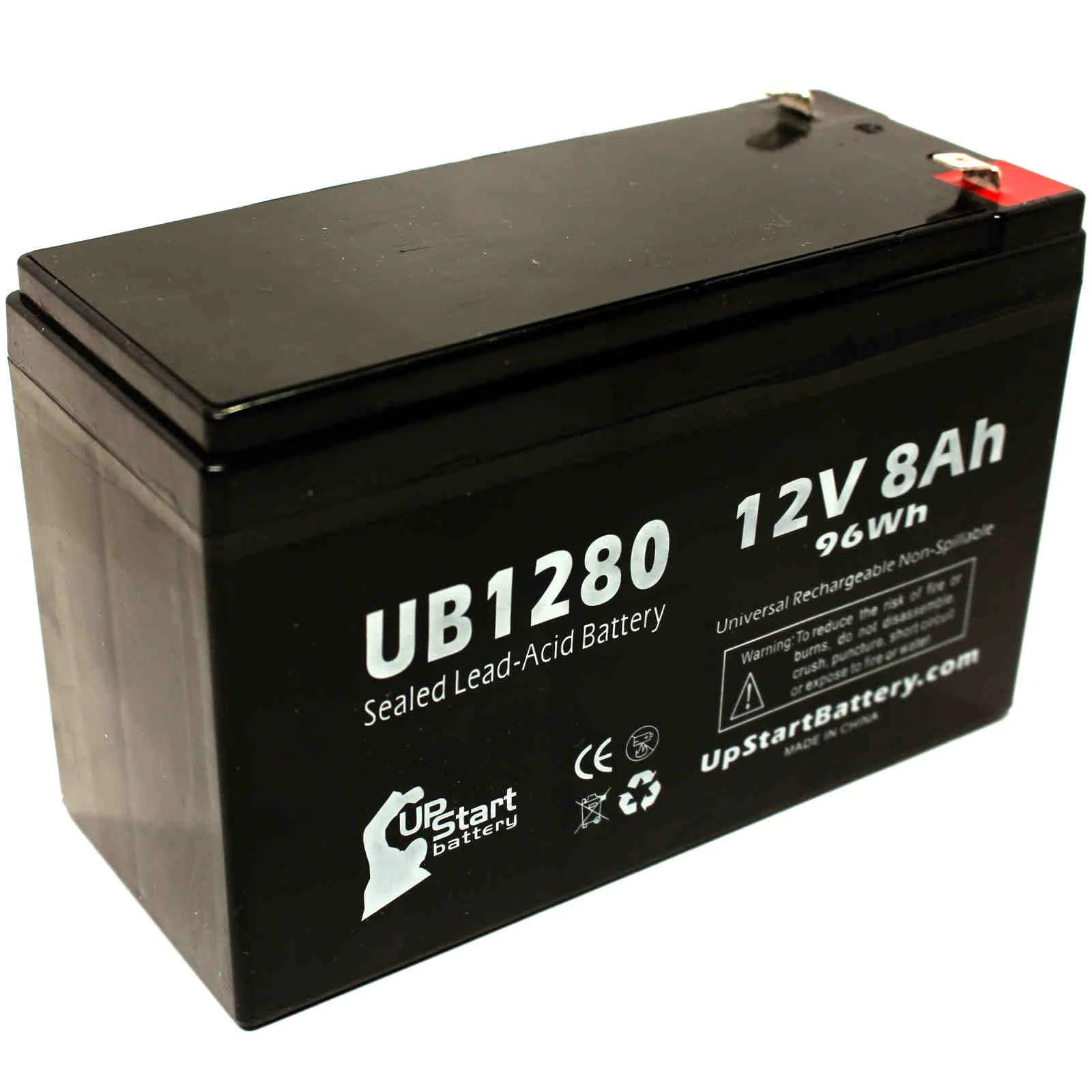 4x Pack Sealed Lead Acid Battery (12V, 8Ah, 8000mAh, F1 Terminal, AGM) with 8 F1 to F2 Terminal Adapters N485676