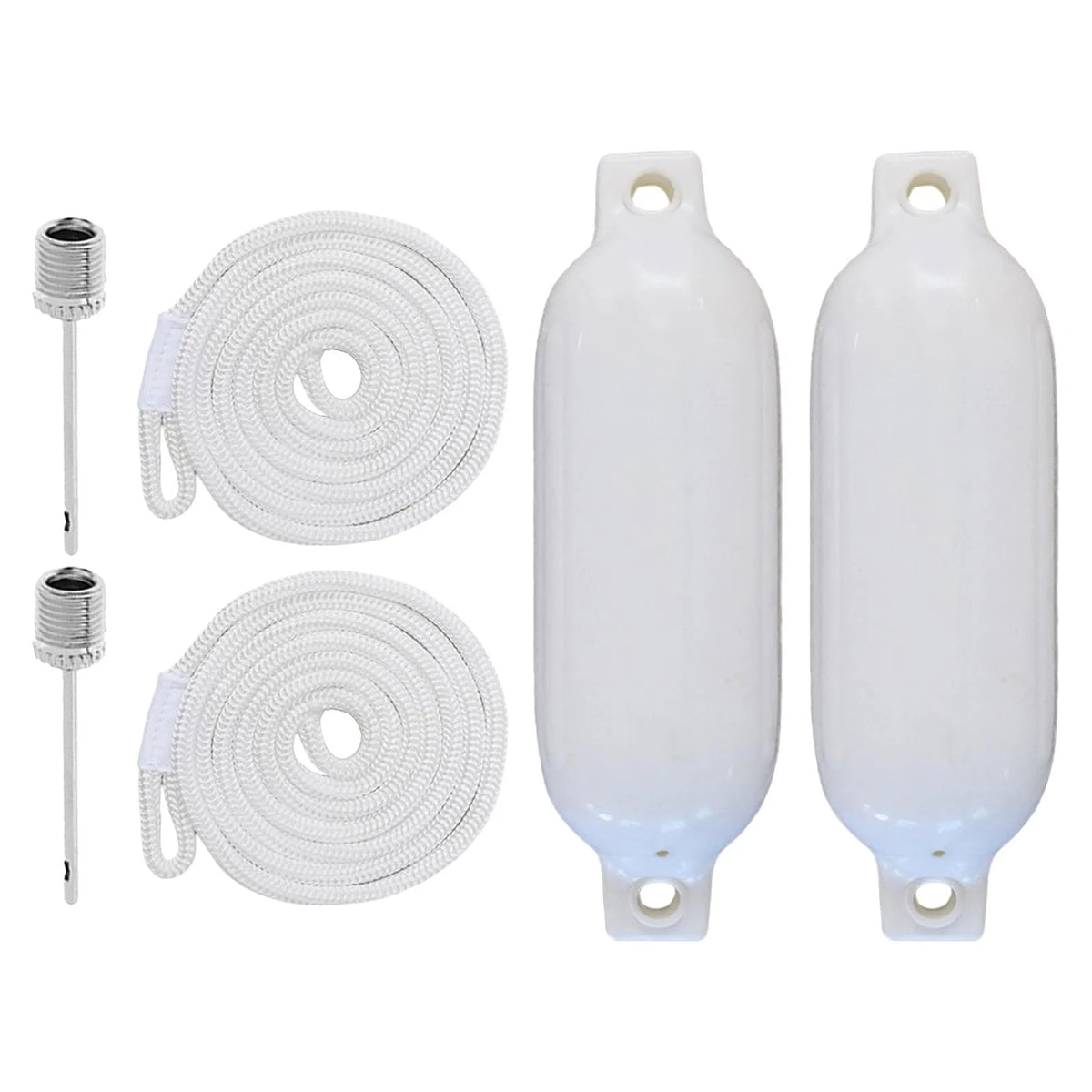 2 Pieces Inflatable PVC Dock Protection Buoy with 2m White Rope S247