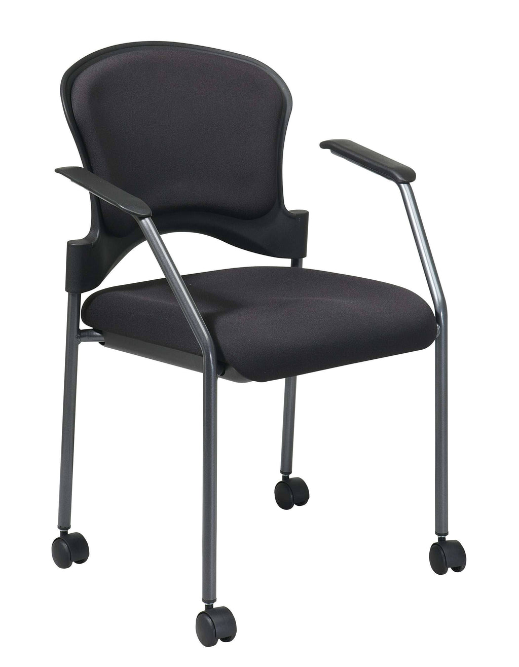 Titanium Finish Rolling Visitors Chair with Casters R4655