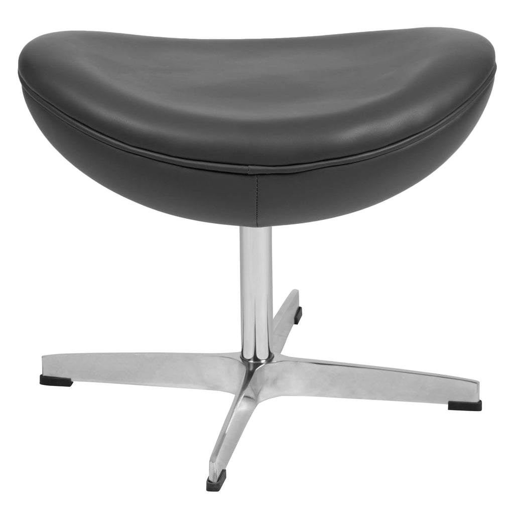 Gray LeatherSoft Saddle Wing Ottoman T494114