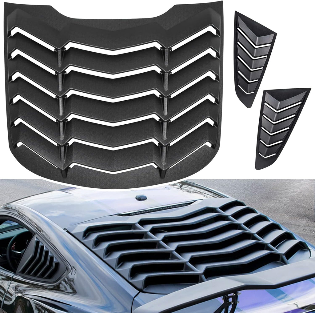 Matte Black Rear and Side Window Louvers Sun Shade Cover for Ford Mustang G77508