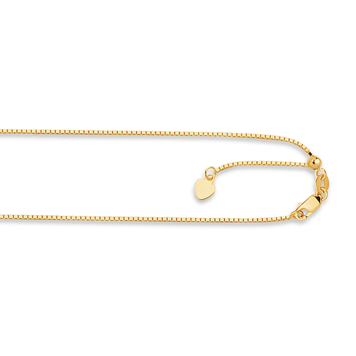 14K Yellow Gold Adjustable Box Chain Necklaces 0.7MM - 1.1MM, Extends Up to 22" & 30" L2126
