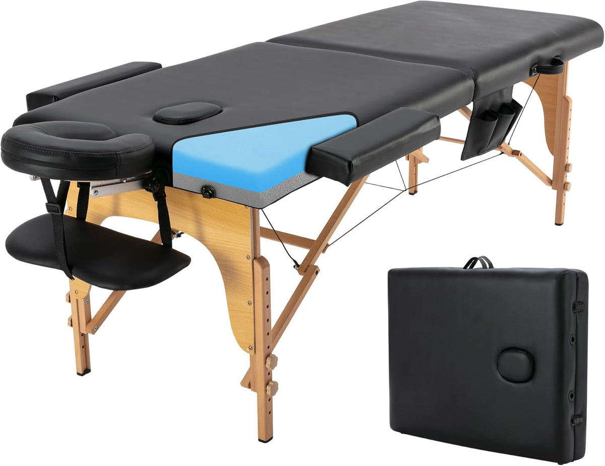 Portable Memory Foam Massage Table 84 Inches Long 28 Inches Wide Foldable Spa Bed with Carrying Case F62711