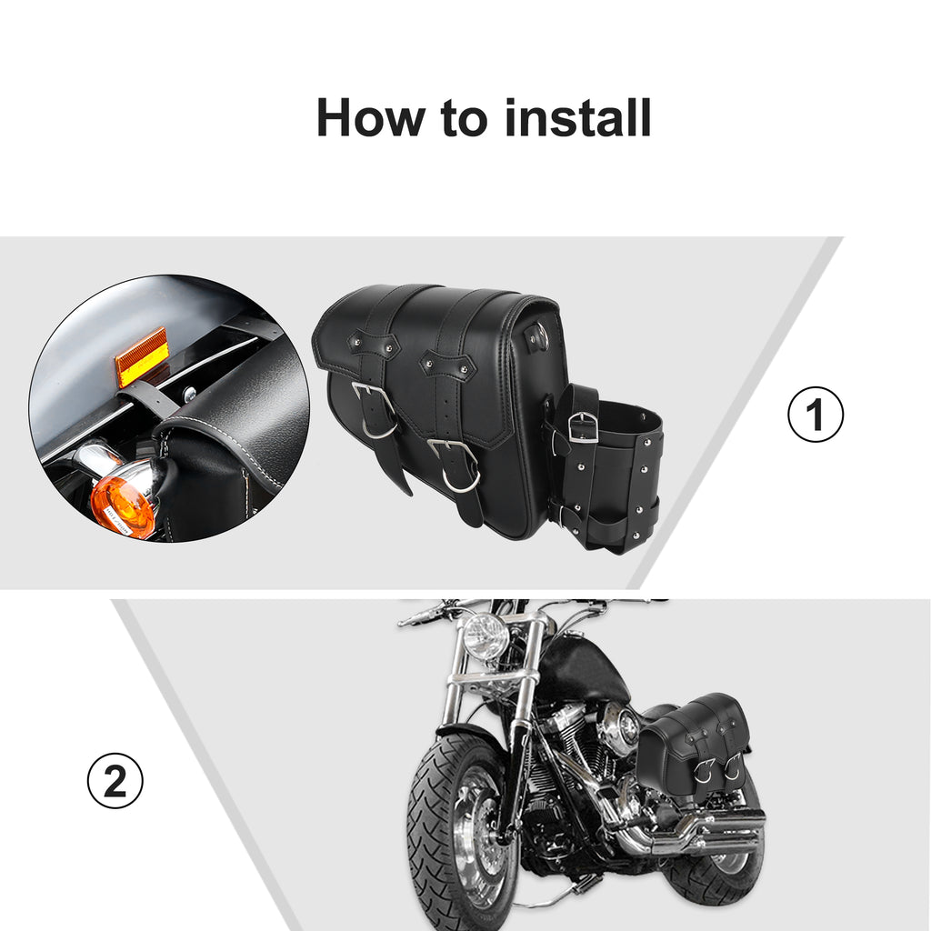 Motorbike Saddlebag Tool Bag Waterproof Faux Leather Black Z983
