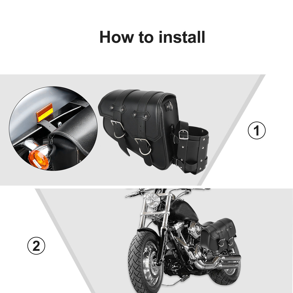Motorbike Saddlebag Tool Bag Waterproof Faux Leather Black Z983