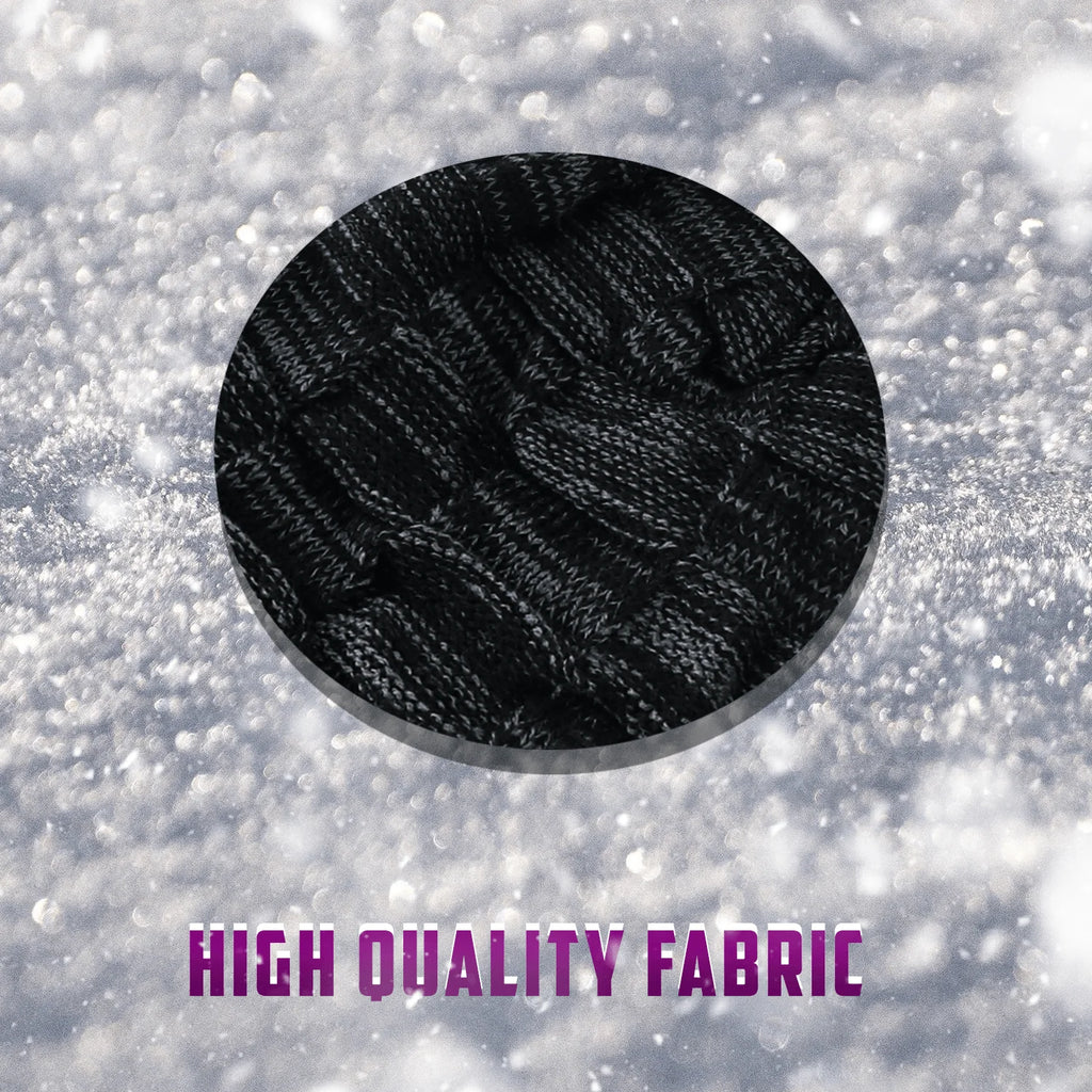 Black Fleece Lined Knit Winter Beanie Hat A9862