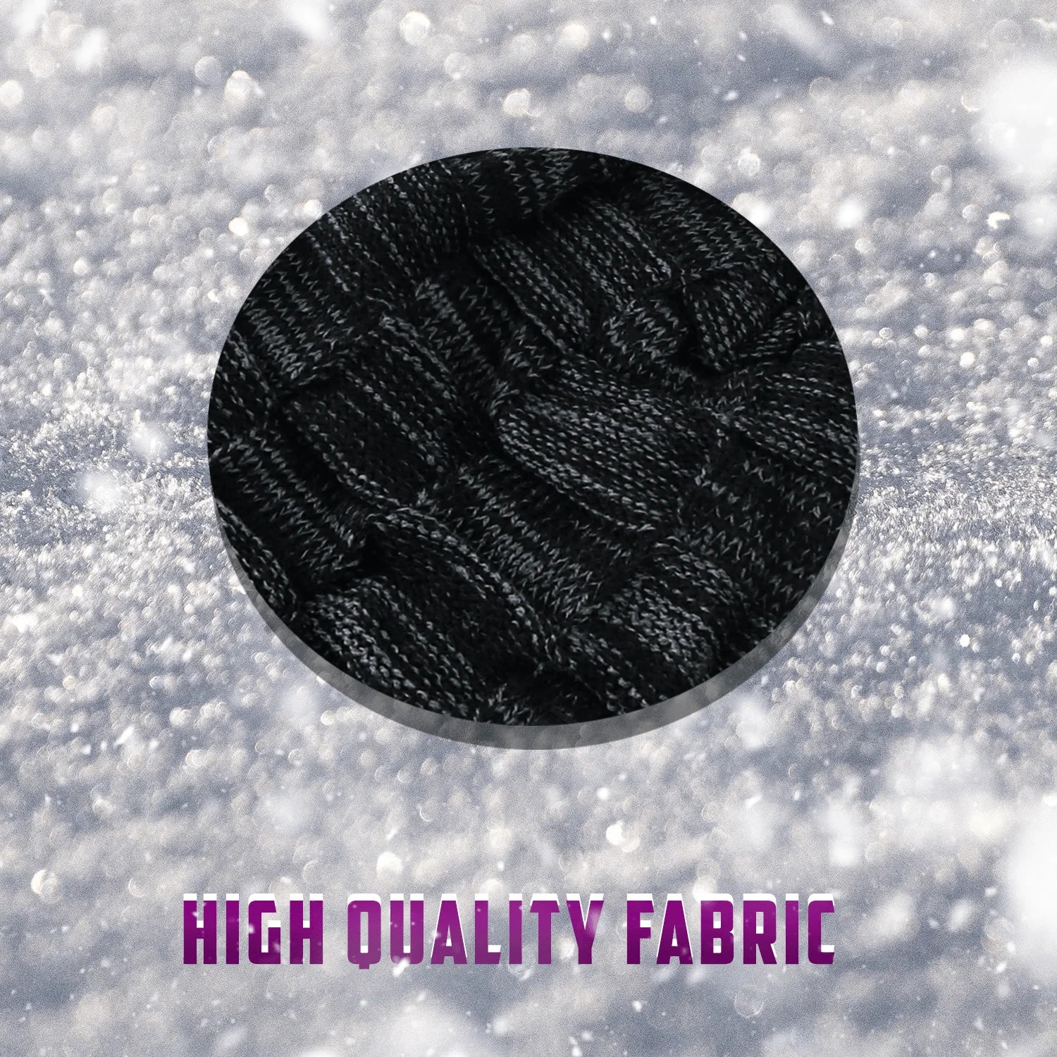 Black Fleece Lined Knit Winter Beanie Hat A9862