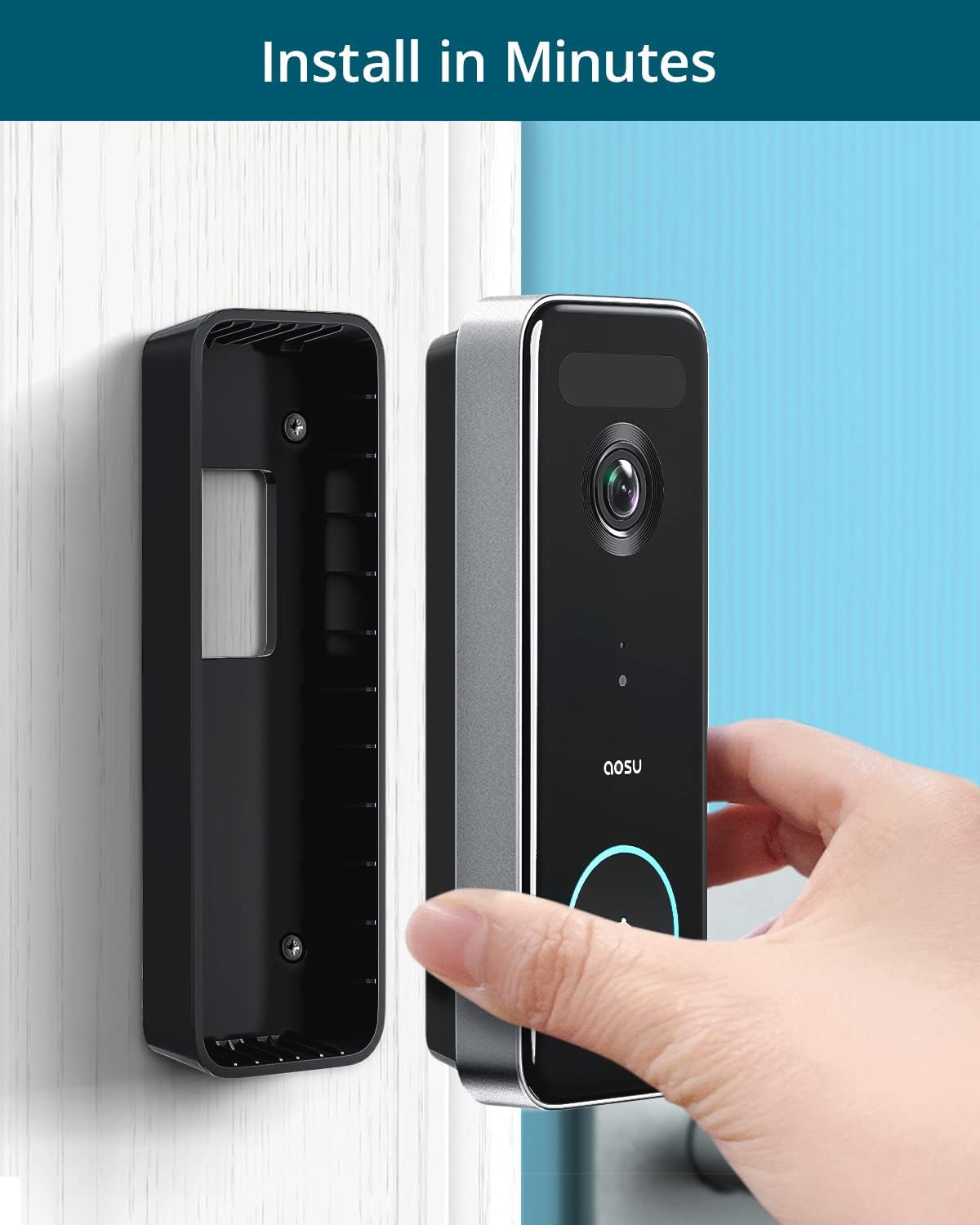 Wireless 5MP Ultra HD Video Doorbell with Homebase O226941