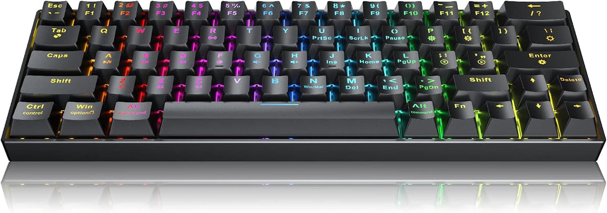 Wireless & Wired 63 Keys Gaming Keyboard with RGB Backlight, Red Switch, 2000mAh Battery, Pack of 2 P25708