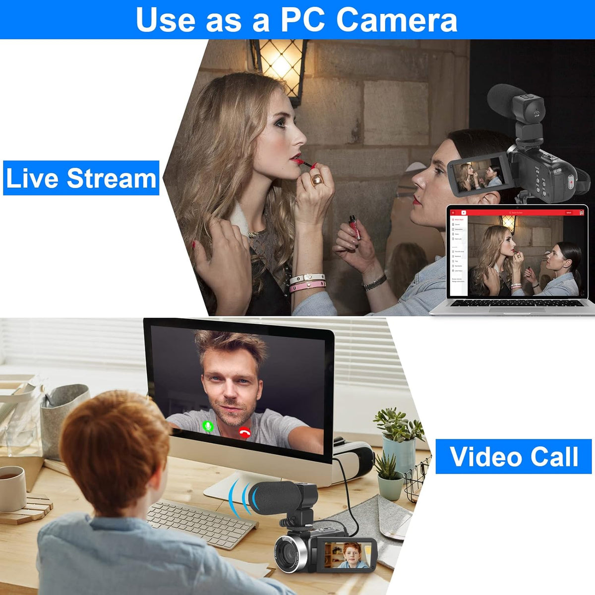4K 56MP Vlogging Camera with External Microphone and IR Night Vision S667978