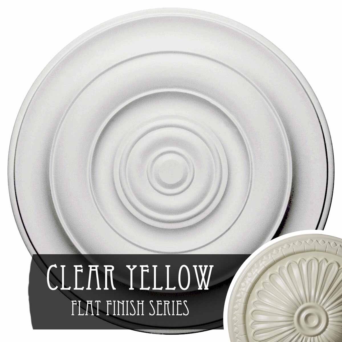 18x22OD x 1 1/2x22P Hand-Painted Clear Yellow Ceiling Medallion F8064