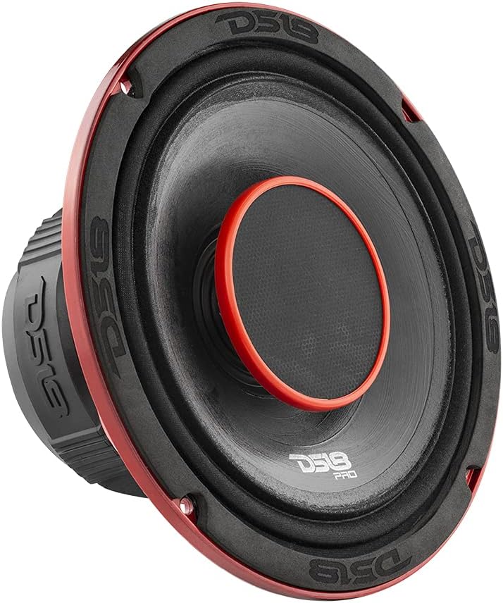 6.5-Inch 2 Way Pro Audio Midrange Speakers with Built-in Bullet Tweeter, 4-Ohms, 450W Max, 225W RMS, Red Metal Mesh Grill, Pack of 2 J283