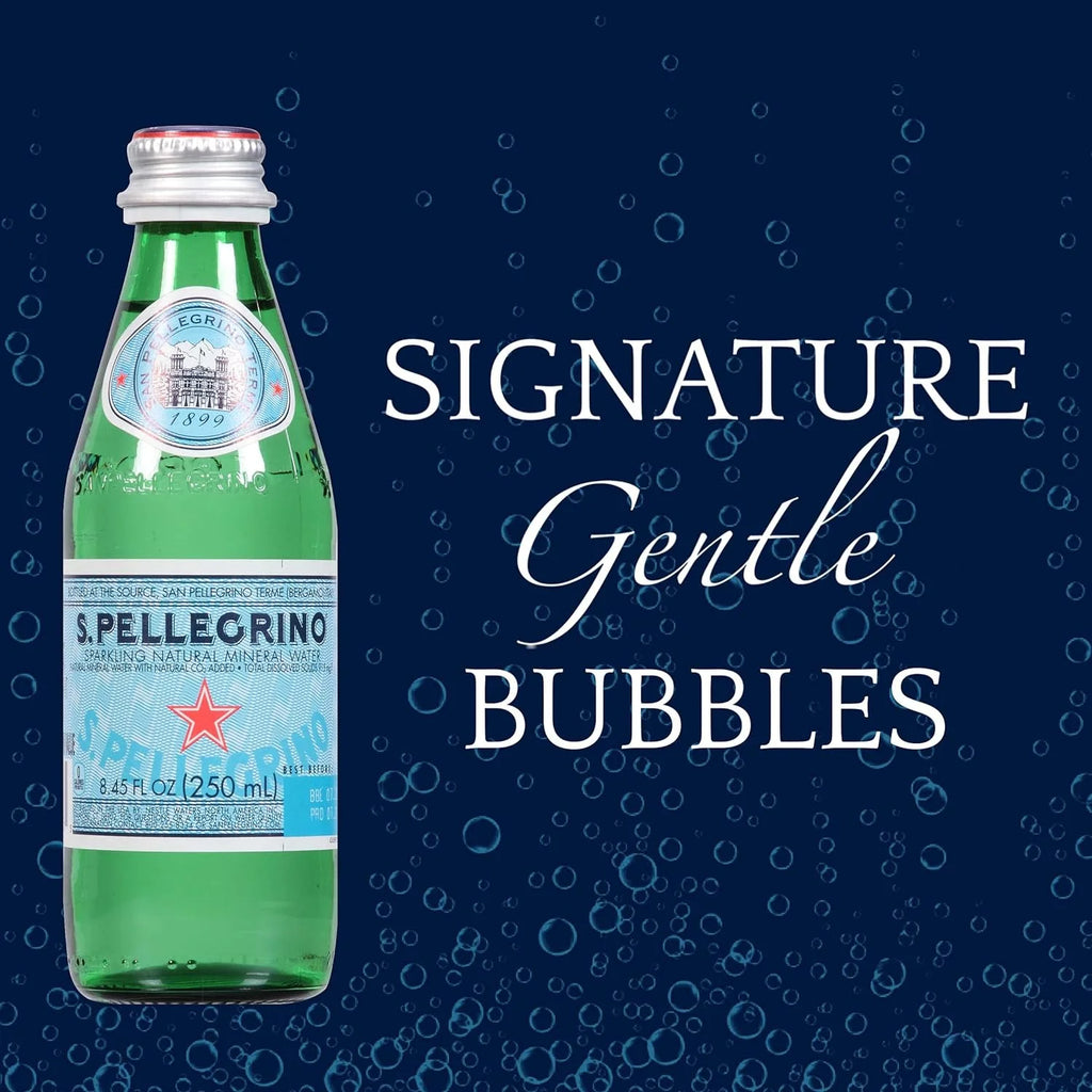Sparkling Natural Mineral Water, 8.45 fl oz. Glass Bottle, 24 Count U599025