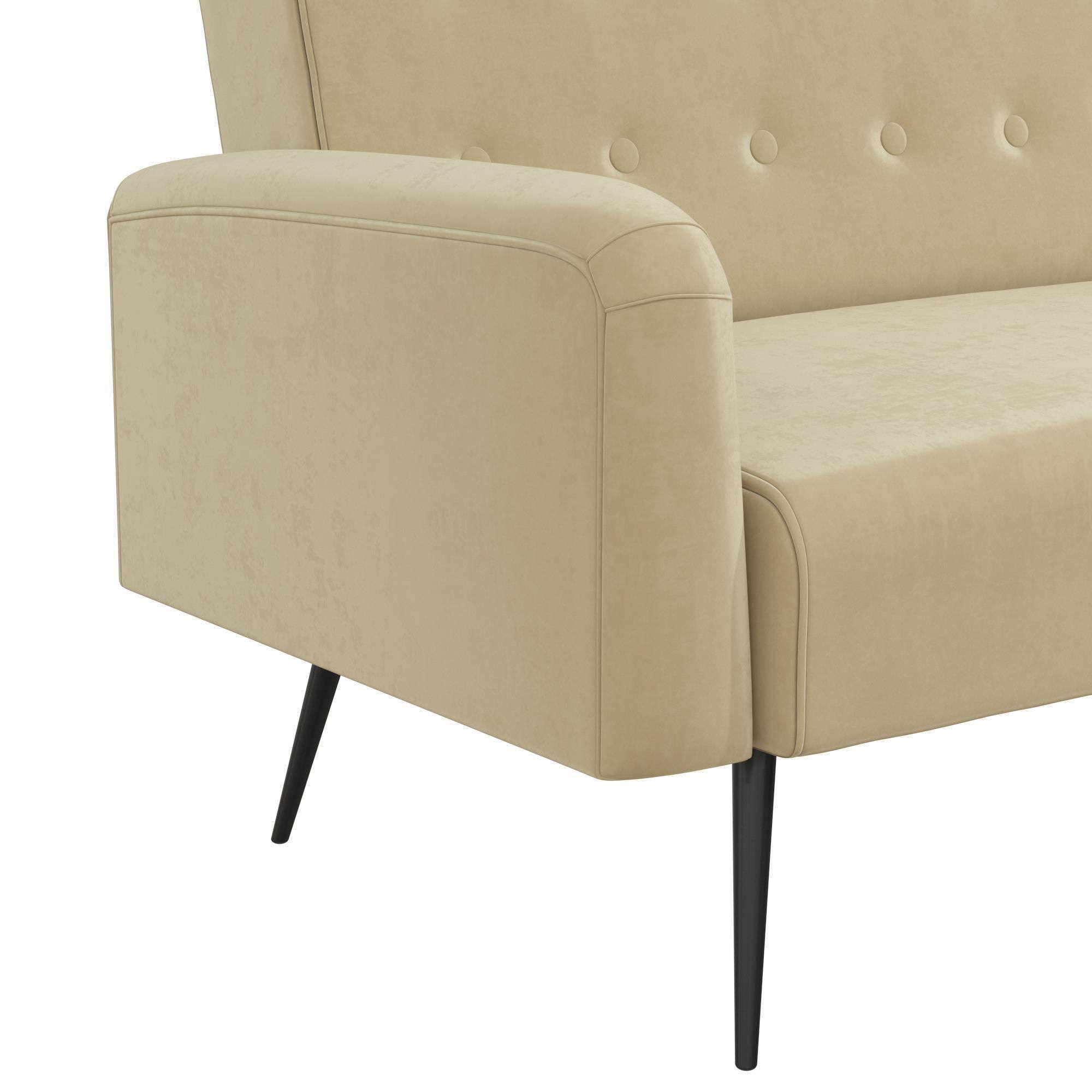 Ivory Velvet Convertible Sofa Bed Futon O5166