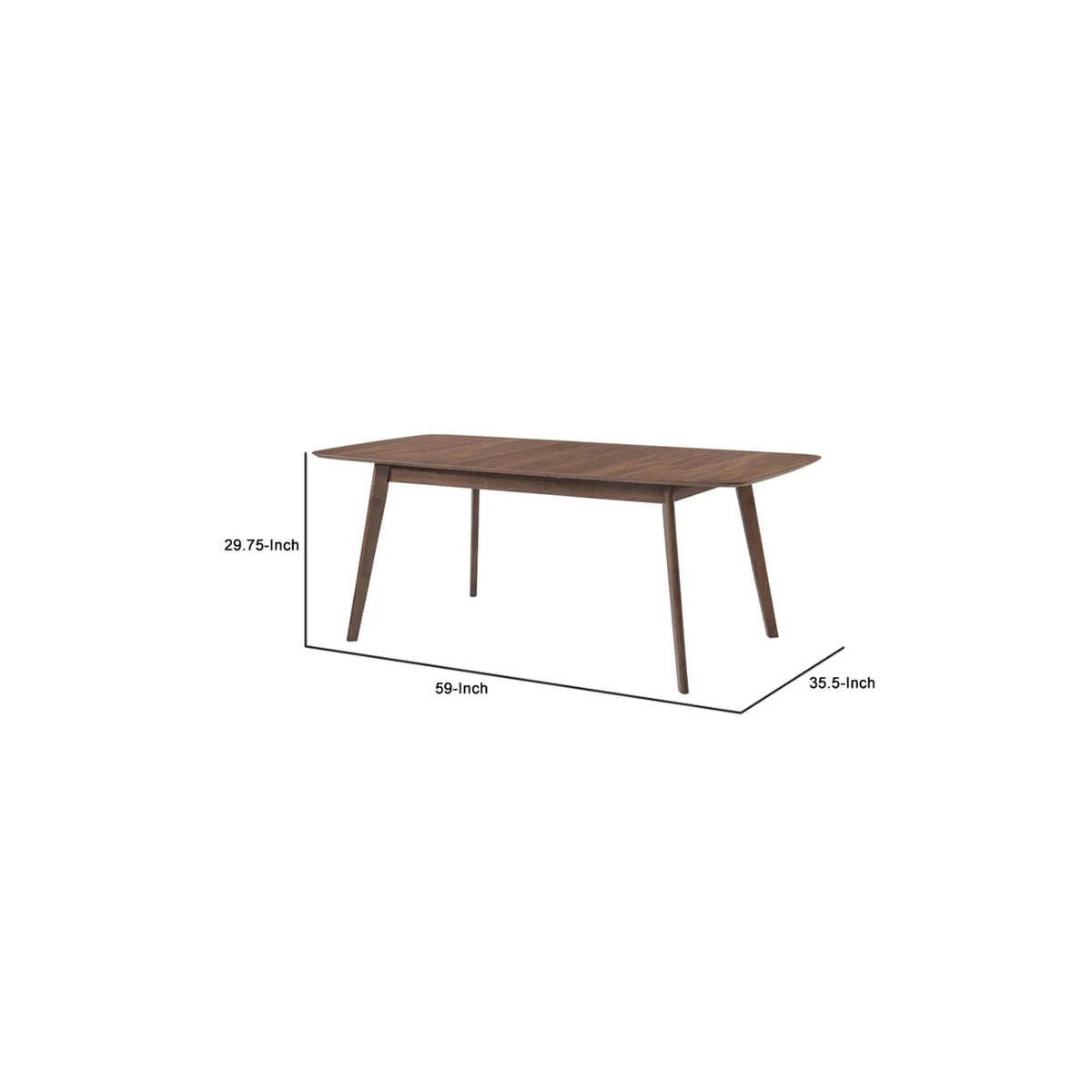 Walnut Brown Rectangular Wooden Dining Table with Round Corners P20975