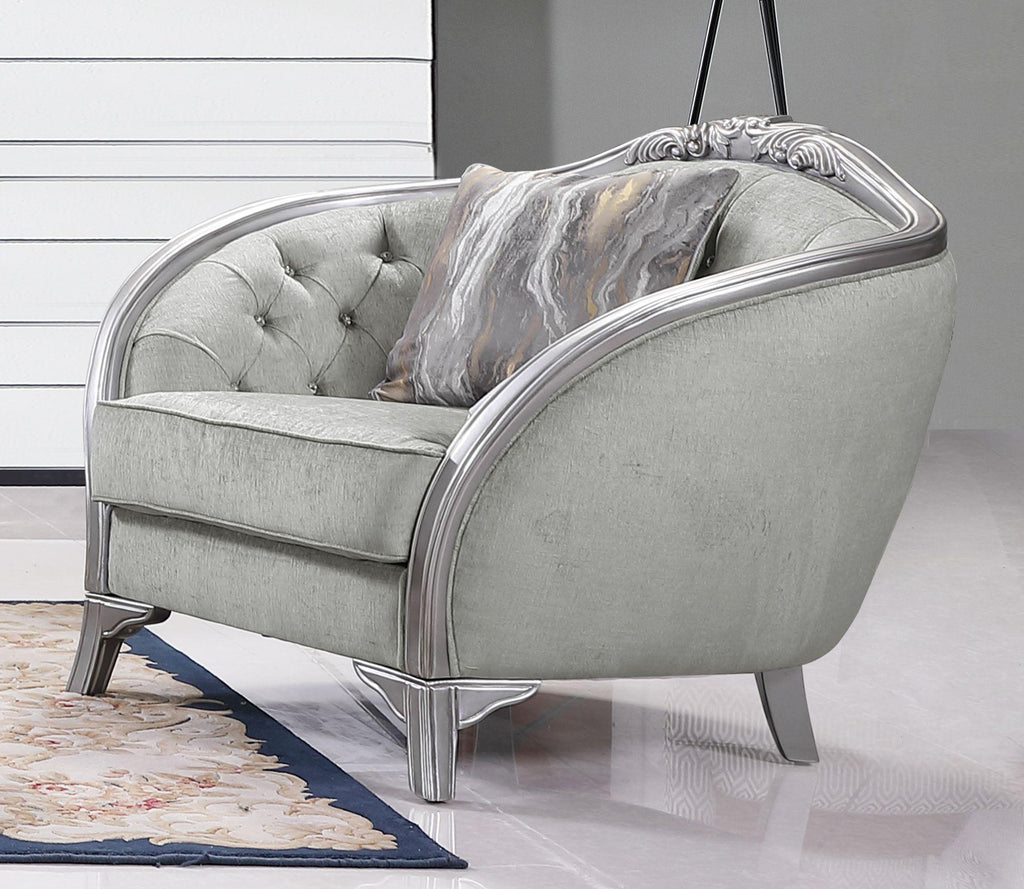 Silver Gray Finish Wood Sofa Set 3Pcs J306