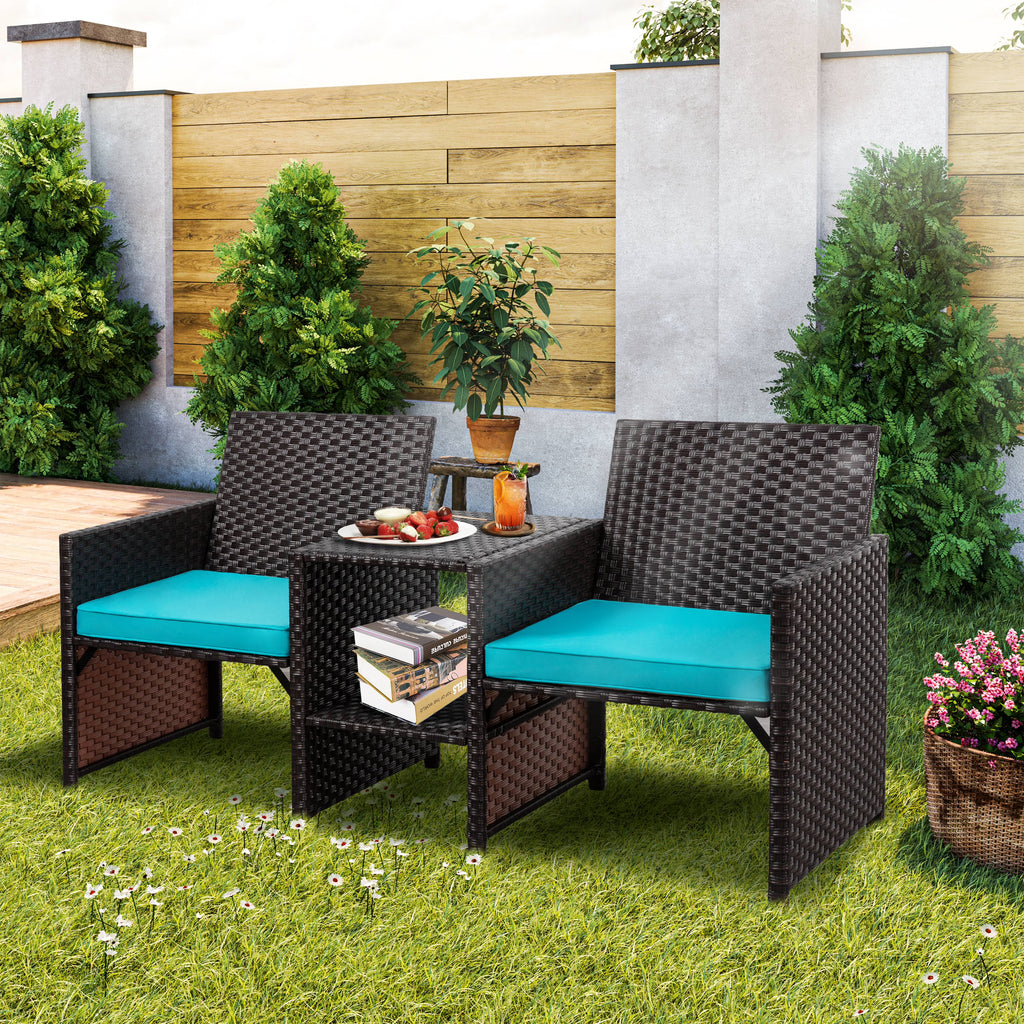 Outdoor Wicker Rattan Loveseat with Cushion R557959