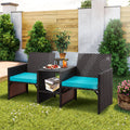 Outdoor Wicker Rattan Loveseat with Cushion R557959