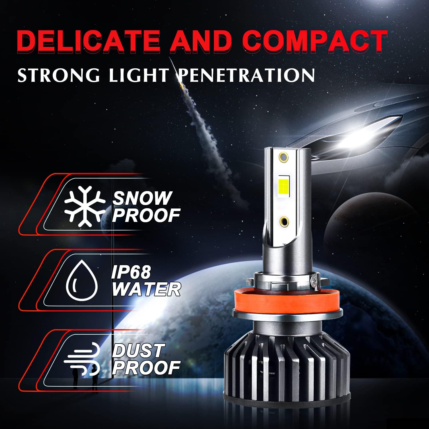 9005 High Beam + H11 Low Beam LED Headlight Bulbs Conversion Kits, 6000K Cool White, Pack of 4 G3460