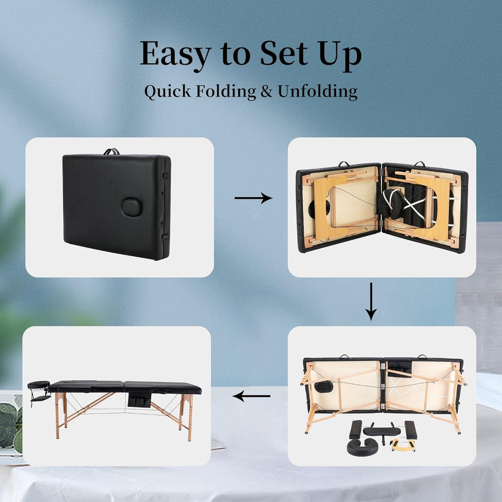Portable Memory Foam Massage Table 84 Inches Long 28 Inches Wide Foldable Spa Bed with Carrying Case F62711