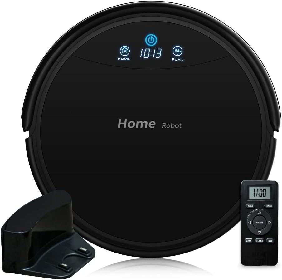 Black Robotic Vacuum Cleaner with Remote N719