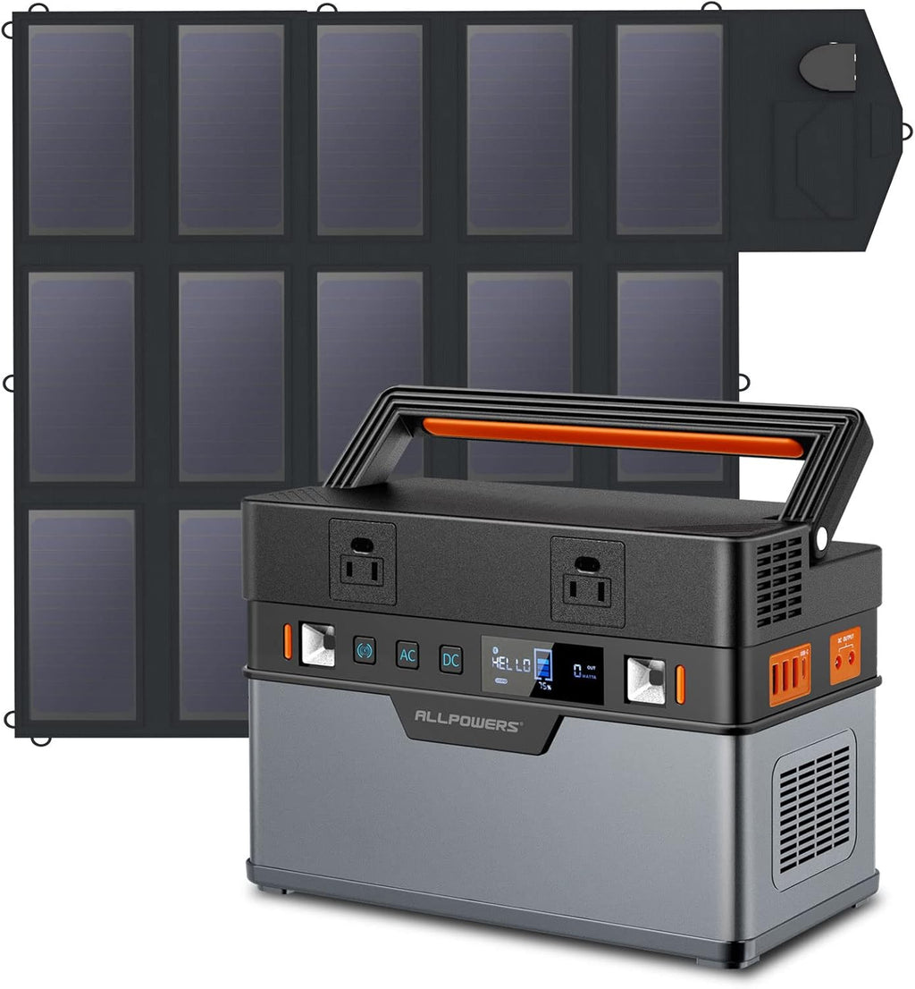 500W 606Wh 110V 164000mAh Portable Power Station with 100W Foldable Solar Panel X44176