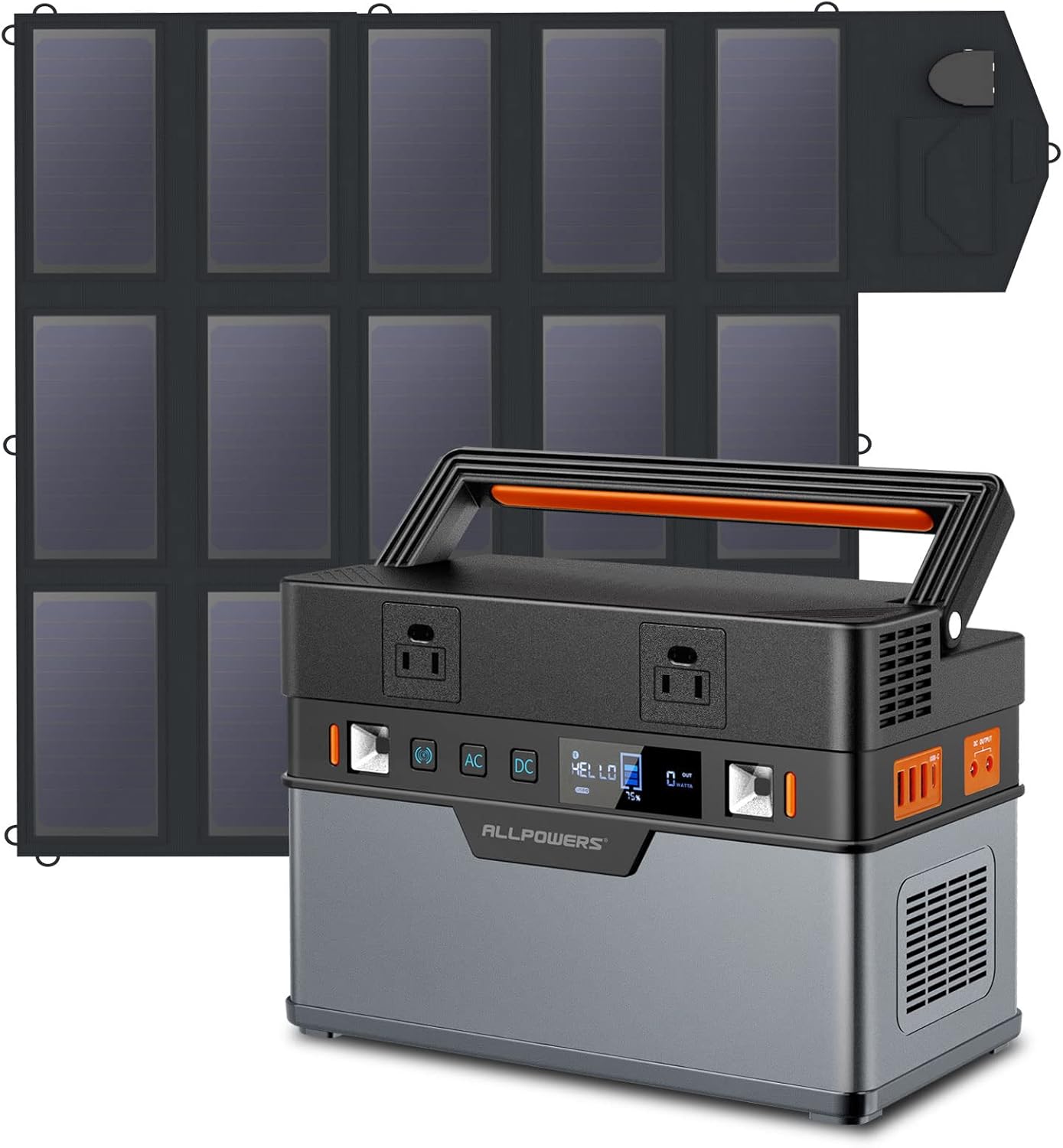 500W 606Wh 110V 164000mAh Portable Power Station with 100W Foldable Solar Panel X44176