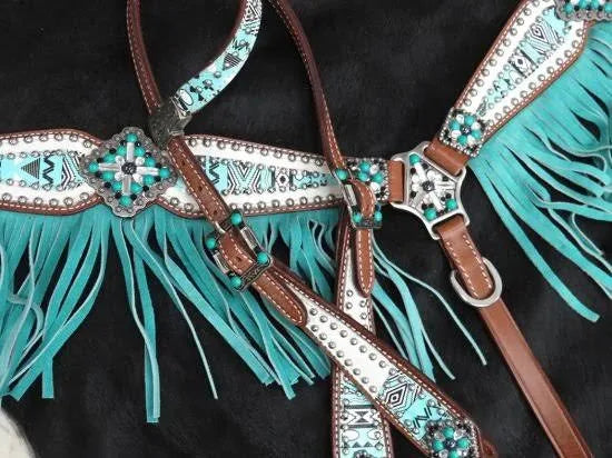 Aztec Headstall, Breast Collar, Reins Set S8500