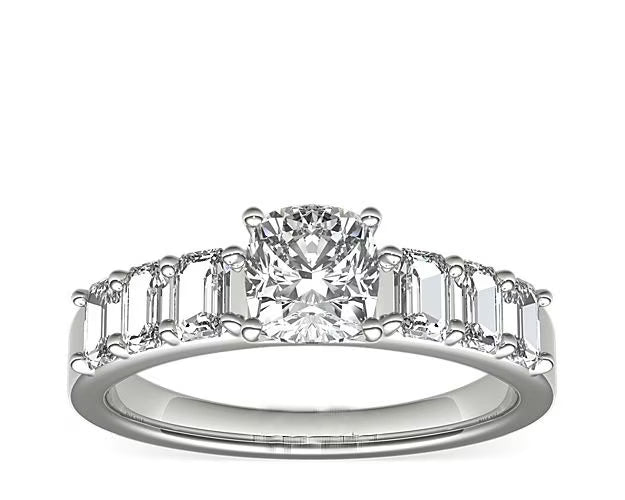 14K White Gold Solitaire Ring with Accents Z197754