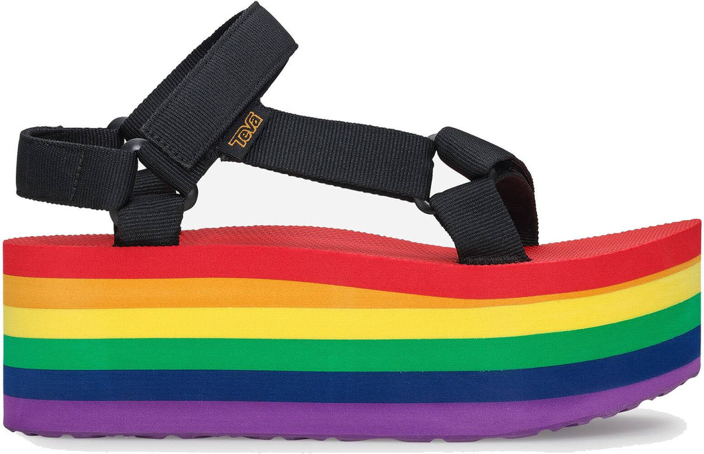 Rainbow-Black Flatform Sandals G2106