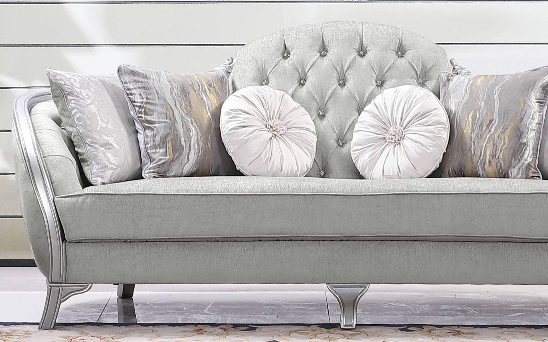 Silver Gray Finish Wood Sofa Set 3Pcs J306