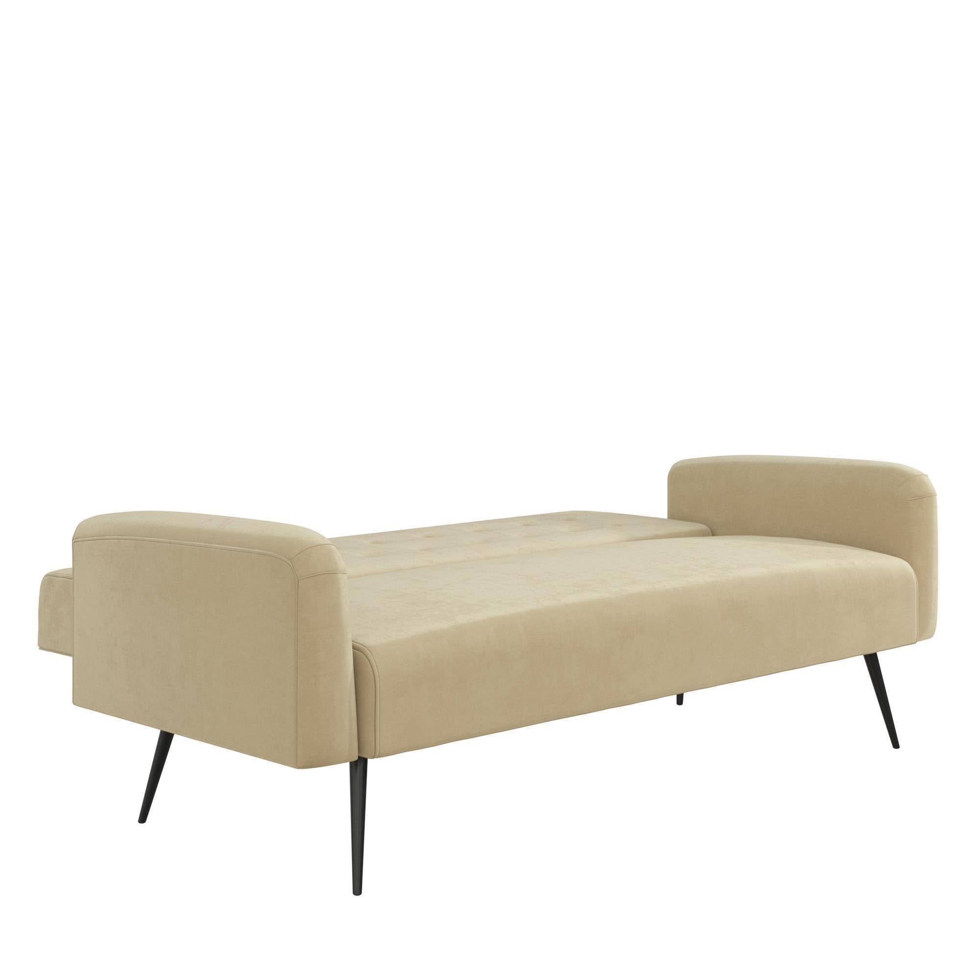Ivory Velvet Convertible Sofa Bed Futon O5166