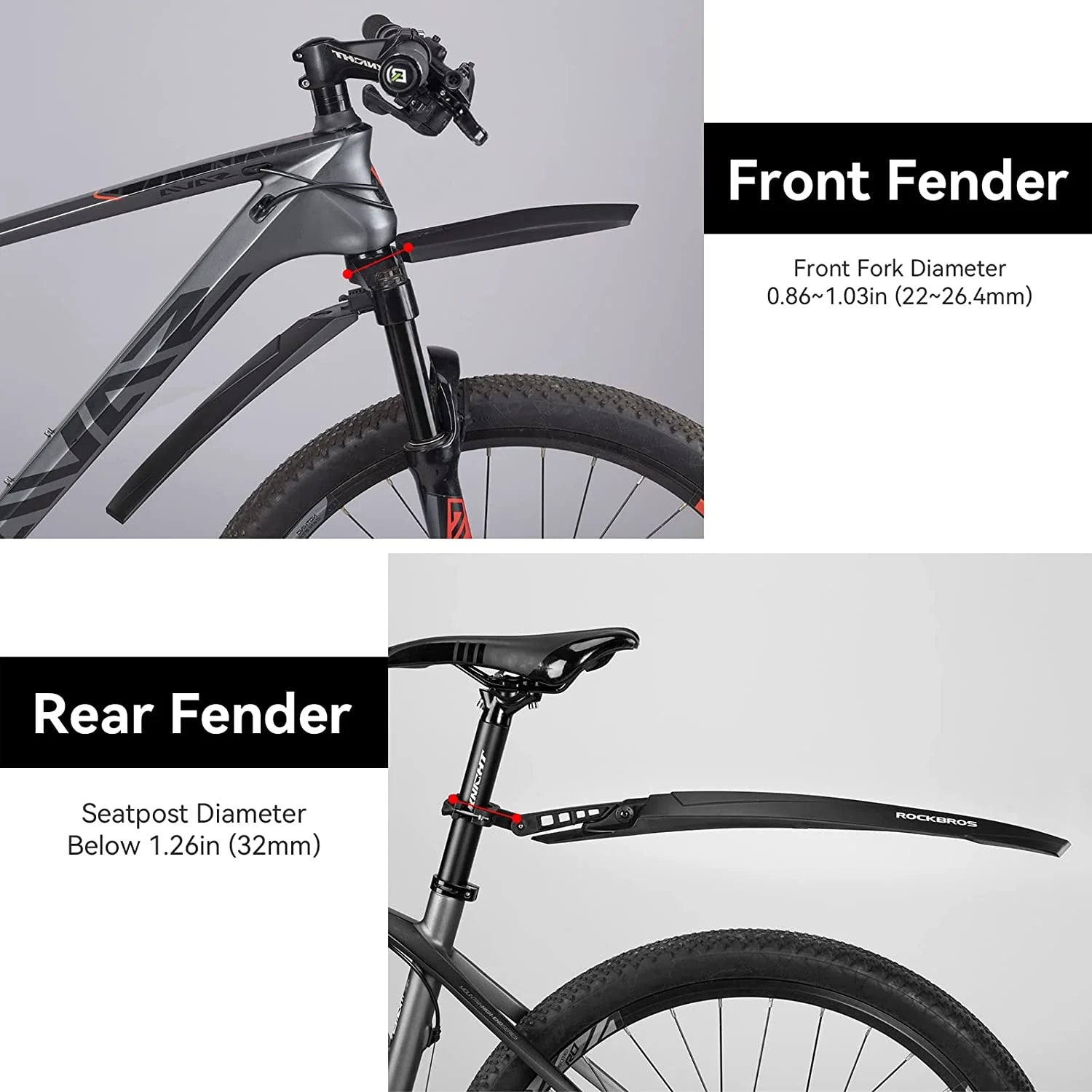 Bike Fender Set Adjustable Front Rear Bicycle Fenders MTB Mud Guards Cycling Splash Guard Z512833