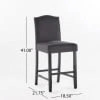 Dark Charcoal Fabric Upholstered Counter Stools, Set of 2 T15138
