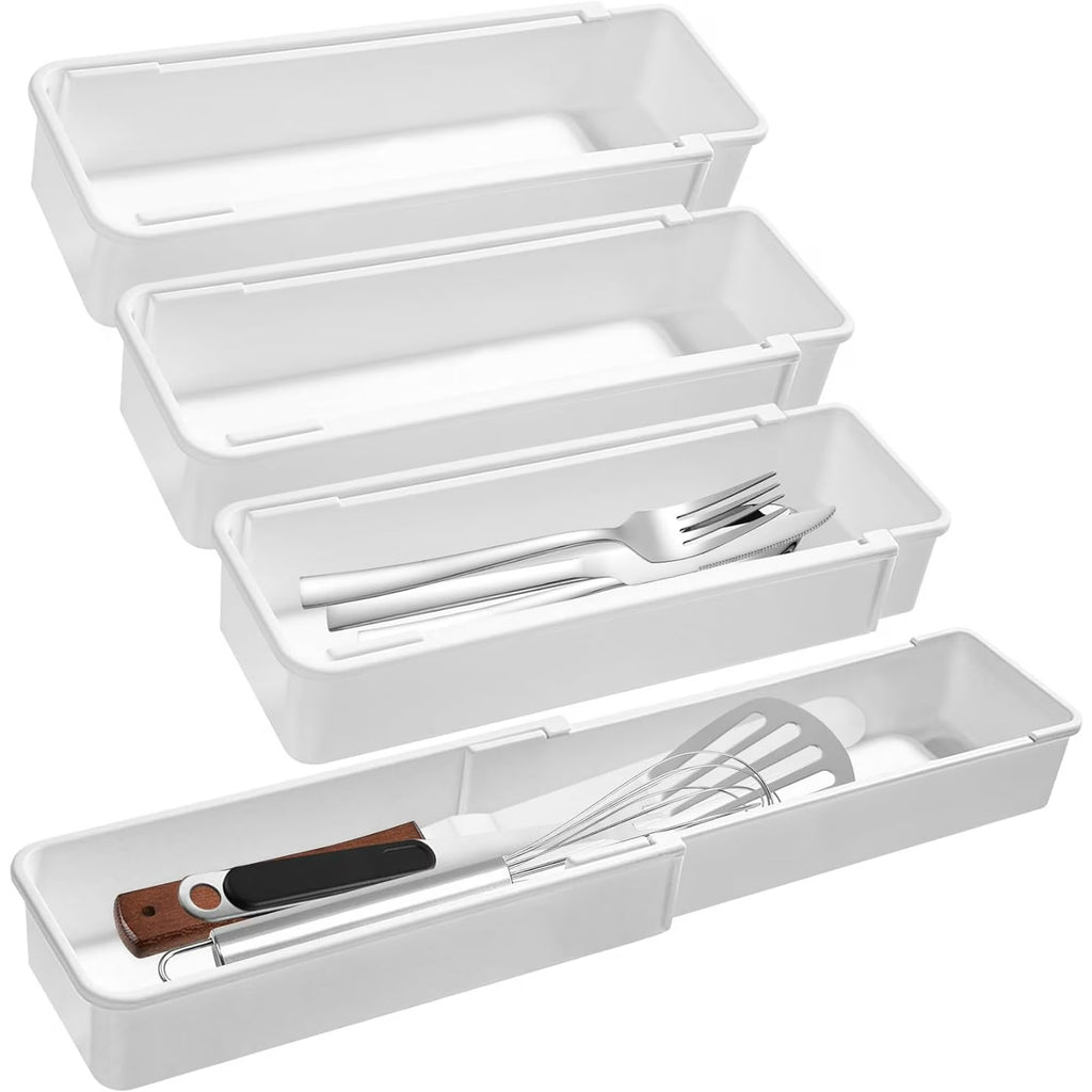 White 4pack Expandable Drawer Organizer Trays K3937