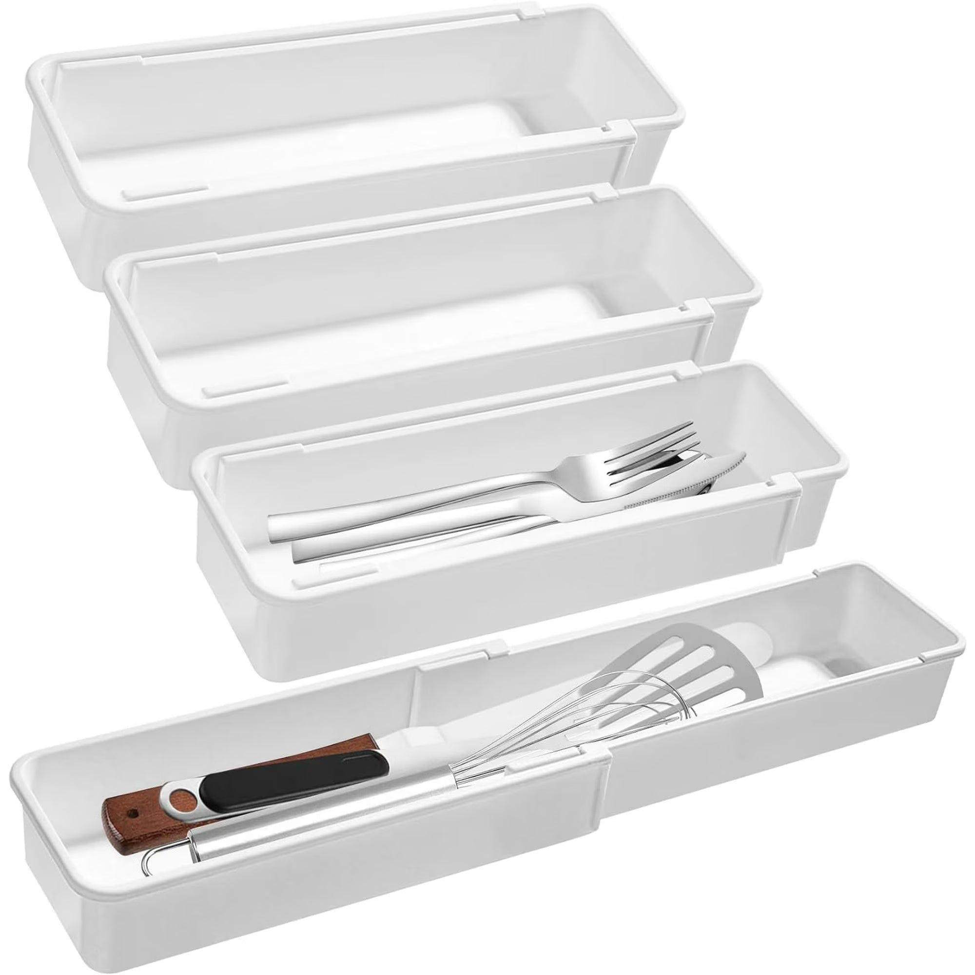White 4pack Expandable Drawer Organizer Trays K3937