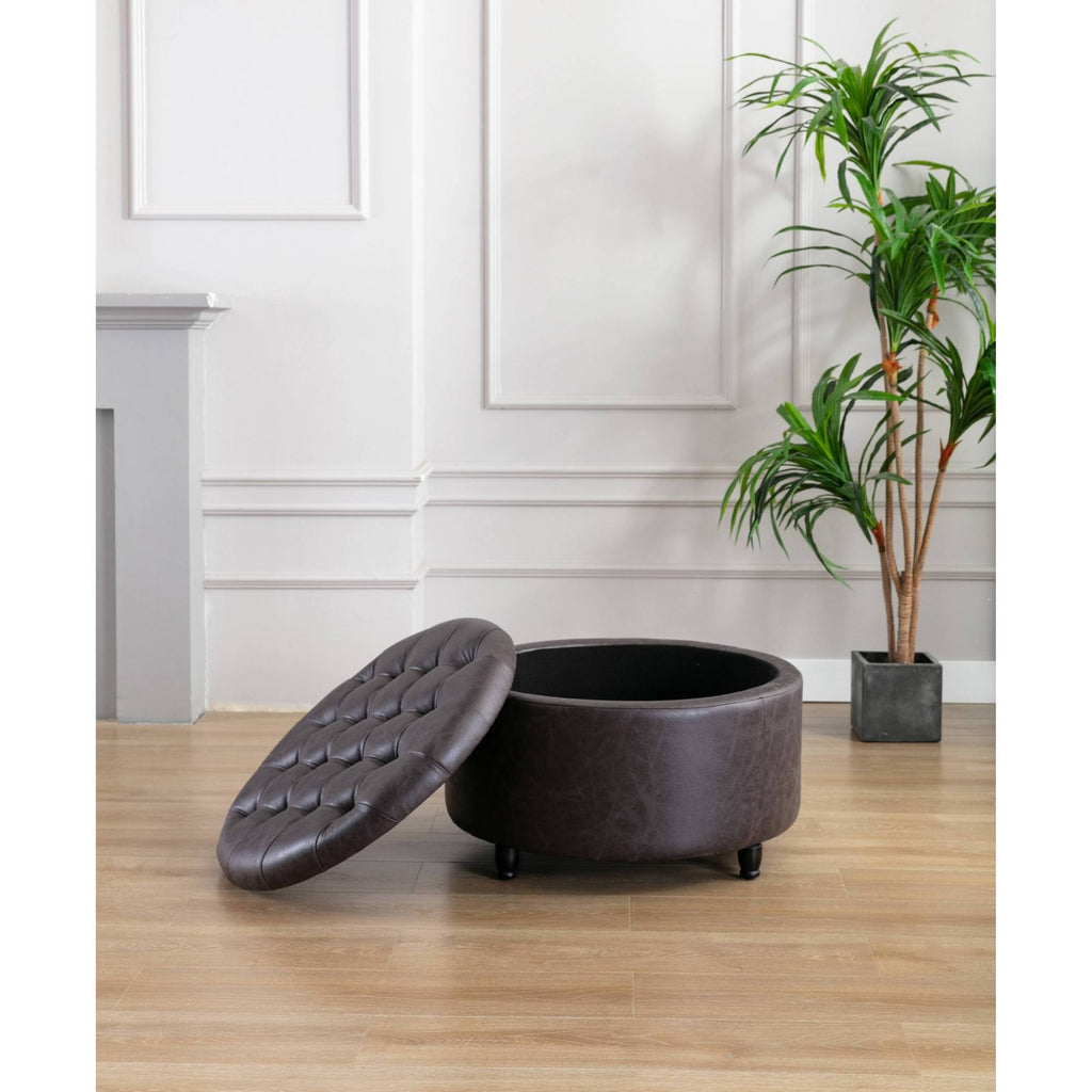 Black Pintucked Storage Ottoman K633320