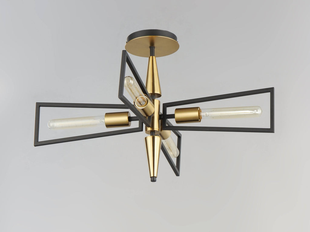 4 Light Flush Mount Black/Satin Y1115