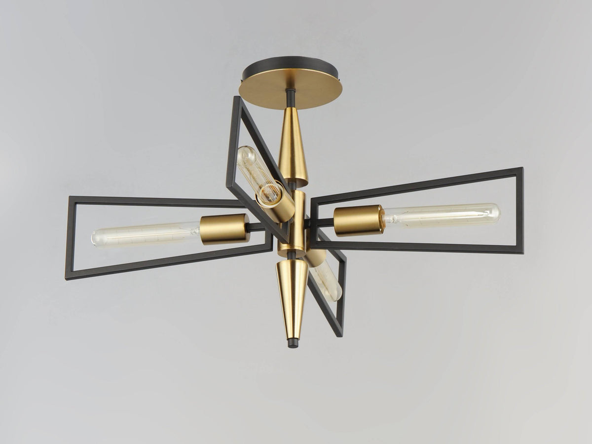 4 Light Flush Mount Black/Satin Y1115