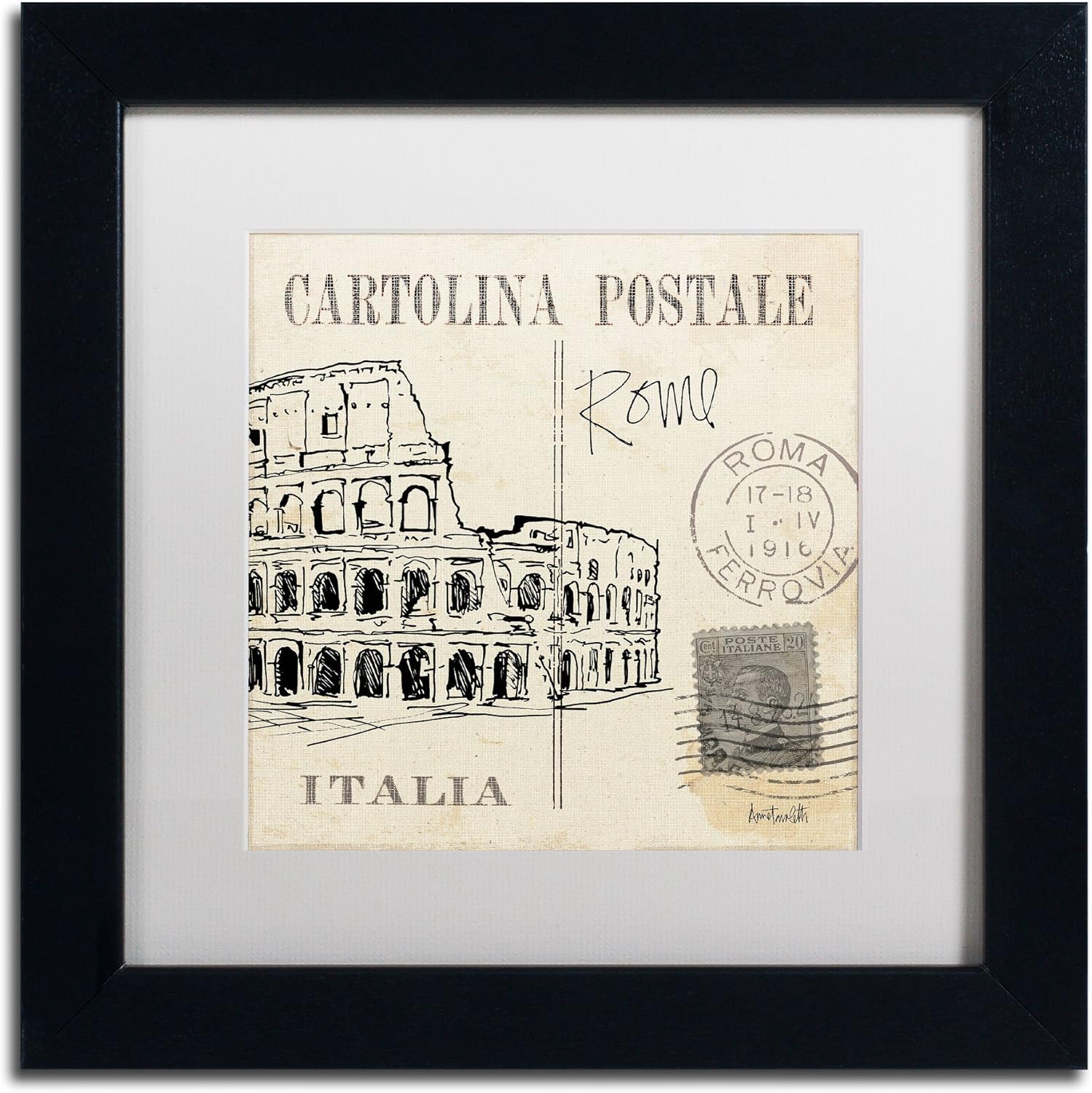 16 by 16-Inch White Matte and Black Frame Artwork X989