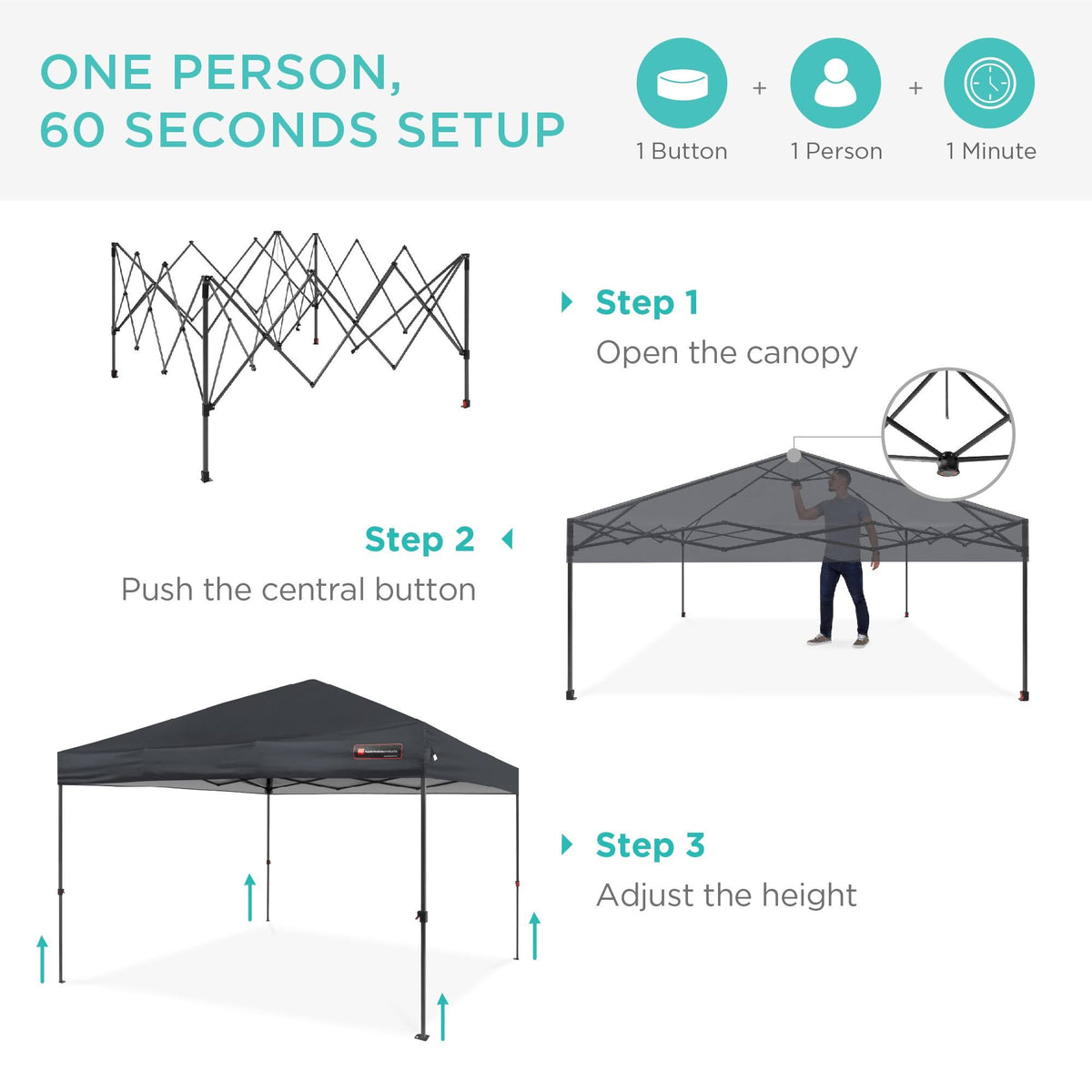 10x10ft Pop Up Canopy Tent with Wheeled Carry Case R263