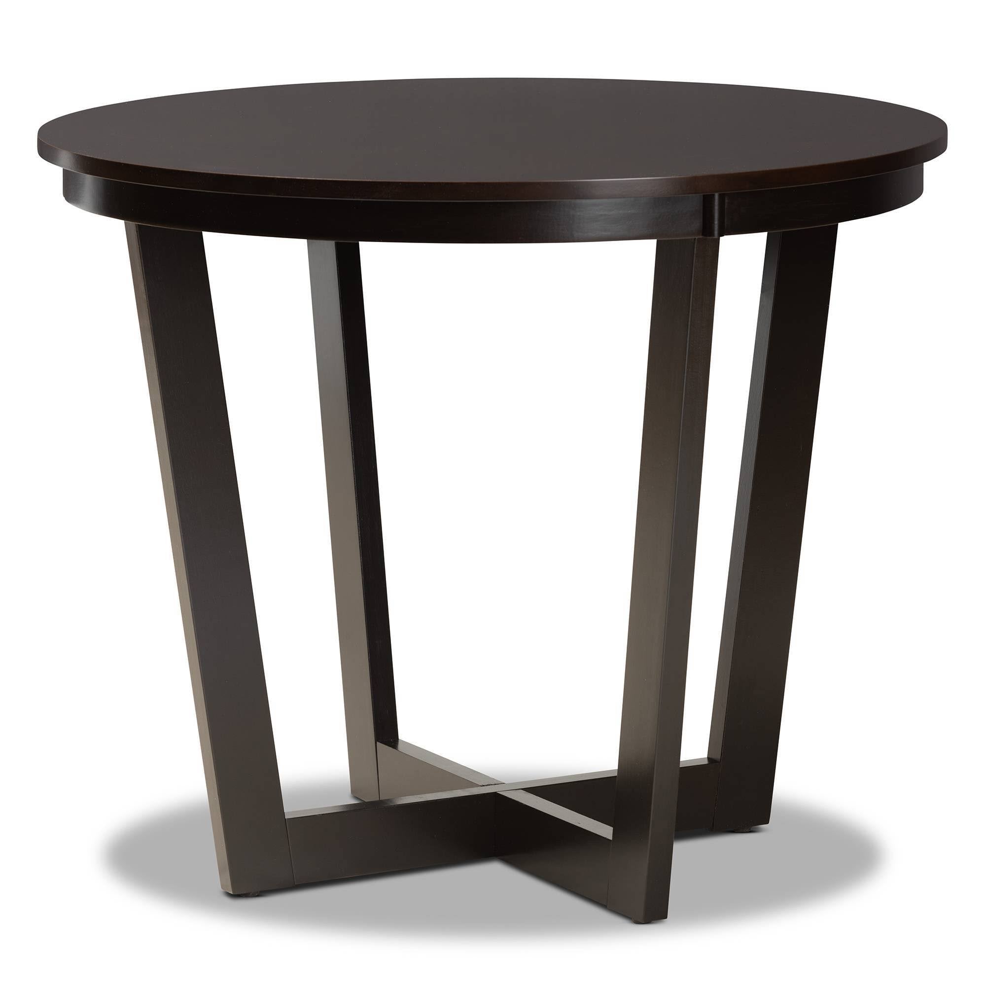 5-Piece Dark Brown Wood Dining Set Y597